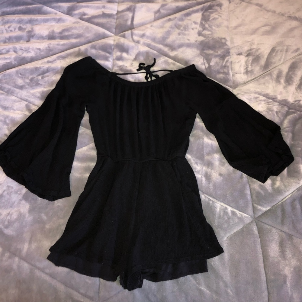black open back romper
